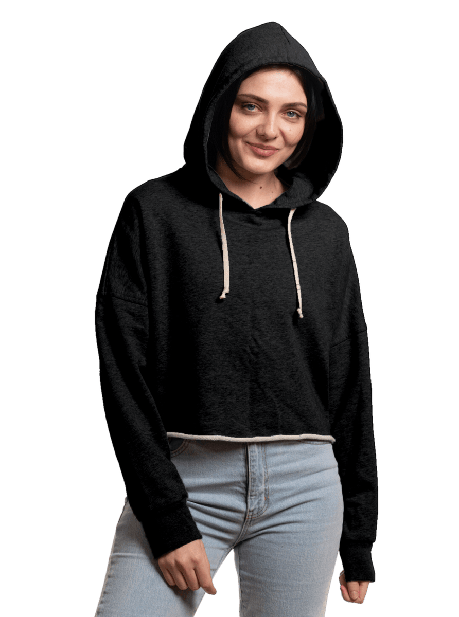 Women's French Terry Cropped Pullover Hoodie Econic Apparel